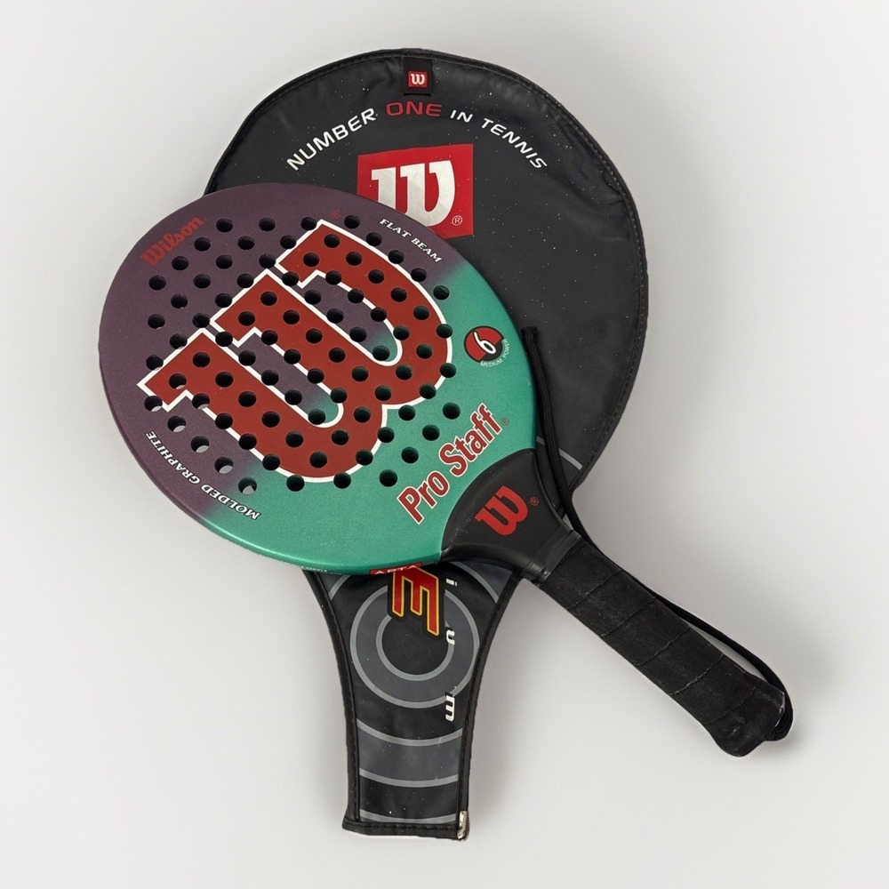 Vintage Wilson Pro Staff Flat Beam 6 Molded Graphite Paddle Racket w/ Case *FLAW